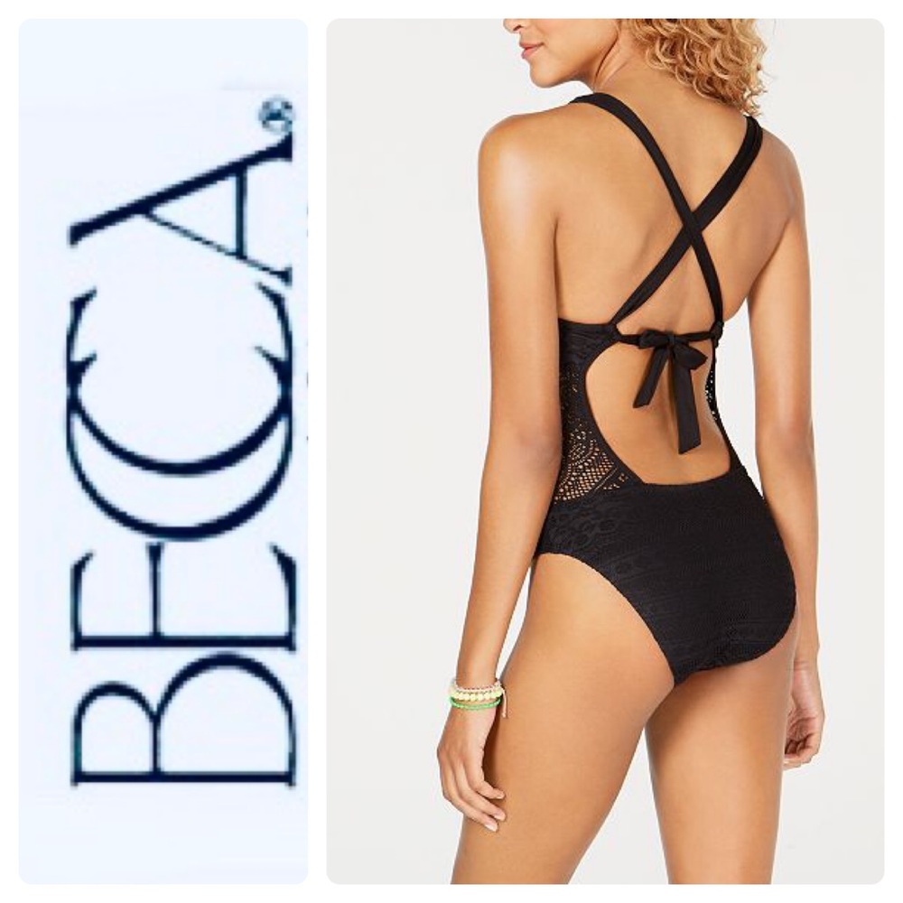 Becca Color Play Crochet Tie-Front 1Piece Swimsuit - Picture 2 of 8